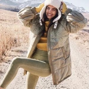 Free People Headin' For The Hills Sage Green Puffer Jacket NEW